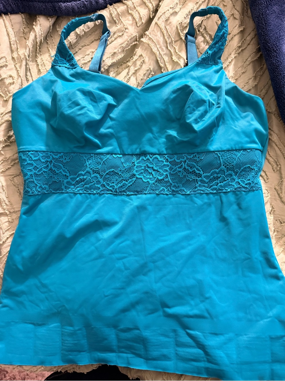 Ruby Ribbon Turquoise Lace-Trim Camisole